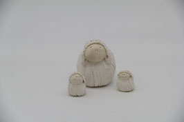 3er Set kleine handgetöpferte Schafe weiß Minischafe