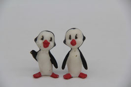 2er Set kleine alte Pinguine Figuren Kunststoff Plastik