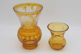 Glasvase Jugendstil handgeschliffene amber orange Rauchglas Vase