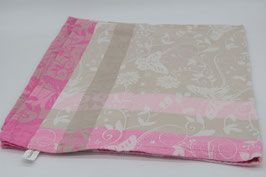 My Home Tischdecke beige rosa Blumen Schmetterlinge Mitteldecke Baumwolle