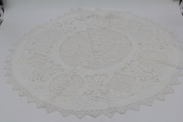 kleine runde Tischdecke mit Spitze alt Handarbeit Engel Gemme 60cm Deckchen