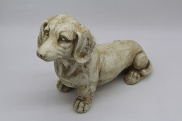 Dackelfigur creme Gusskeramik
