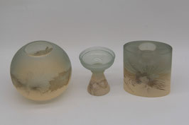 Ambiente Zwiesel Glas Kugelvase Glasvase Kerzenhalter Satin Splash grün gelb