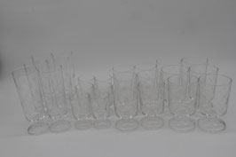 24tlg. Gläser-Set Sektgläser Weingläser Schnapsgläser Sterne geometrisch retro