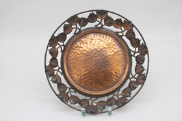 flache Schale Kupfer Teller Blätter gehämmert Kunsthandwerk