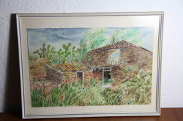 original Aquarell gerahmt Bulgarien Urlaub 30x40cm