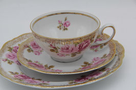 3tlg. Sammeltassengedeck Kaffeetasse Winterling Röslau gold rosa Rosen