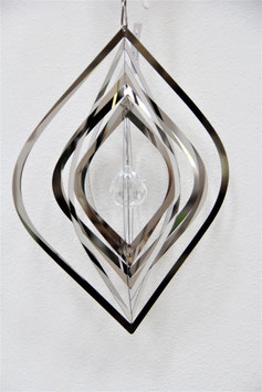 Tropfen Rotazione silber Metall mit Kristall Windspiel