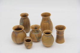 7tlg. Set Minivase kleine Keramikvasen Blumenvasen senfgelb ocker Miniaturvasen