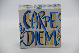 kleines Bild "Carpe Diem" Ginkgo Floral blau / gold