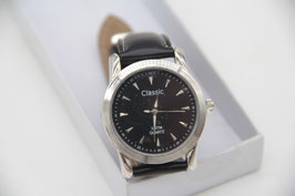 Classic ATM Quartz Uhr Herrenuhr Armbanduhr Steel Genuine Leather Lederarmband
