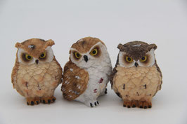 Produktname3er Set Eulen Figuren Vogel Kauz Uhu Dekostatue Dekofigur Eulenfigur Polyresin