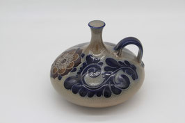 Steinzeug Handarbeit Keramik Vase Krug Salzglasur blau Blumendekor bauchig Steingut