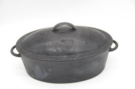 alter DDR Bräter Bratpfanne mit Deckel oval Gänsebräter Gusseisen
