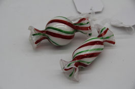 Bonbon Weihnachtsschmuck Weihnachtsanhänger Glas grün rot gestreift