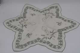 Weihnachtstisch-Deckchen Stern Stickerei Kerzen Weihnachten weiß grün 58cm