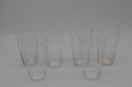 6er Set zarte alte Trinkgläser Streifenschliff Wassergläser DDR?