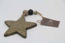 Holzstern Weihnachten Anhänger grau braun