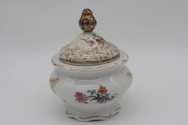 besondere Weimarer Porzellan Zuckerdose DDR Weimar 1255 Blumen Goldornament Dose