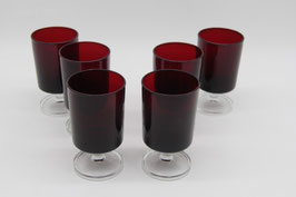 6er Set vintage Luminarc France Weingläser Port Sherry 1970er rubinrot Arcoroc