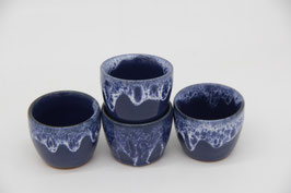 4er Set kleine blaue Christian Richter Keramikeierbecher Handarbeit getöpfert