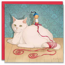 Carte postale - Le chat blanc