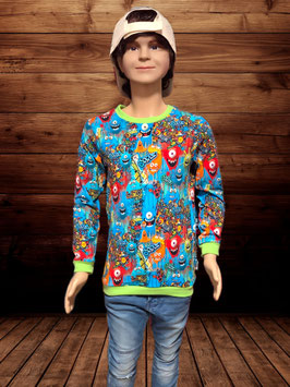 Handmade Pullover Gr. 128 Monster Jersey - mitwachsend