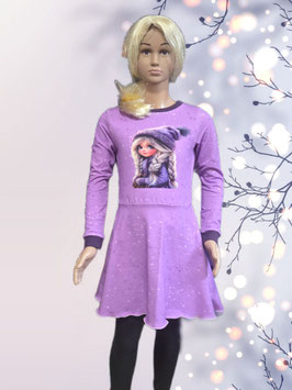 Kleid Gr. 128 langarm Mädchen/flieder