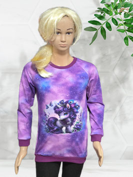 Pullover Gr. 128 lila Einhorn