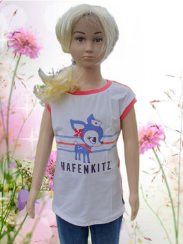 Shirt Gr. 116 Hafenkitz kurzarm weiß/melone
