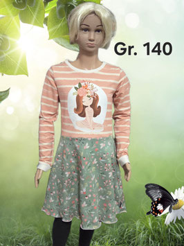 Kleid Gr. 140 langarm Mädchen /Blumen grün