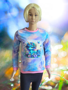 Handmade Pullover Gr. 122 Einhorn mitwachsend