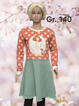 Kleid Gr. 140 langarm Mädchen/Punkte mint