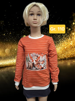 Handmade Pullover Gr. 110 Waldtiere mitwachsend