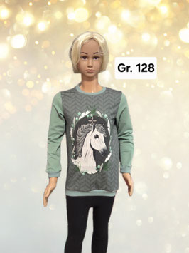 Handmade Pullover Gr. 116 - 128 - 140 - 146 Pferde Jersey mitwachsend