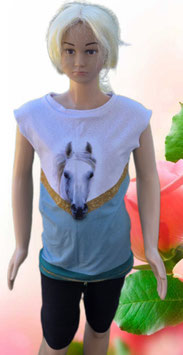 Handmade Tshirt Gr. 128 Pferdekopf mitwachsend