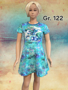 Handmade Kleid Gr. 122 Einhorn Jersey mitwachsend