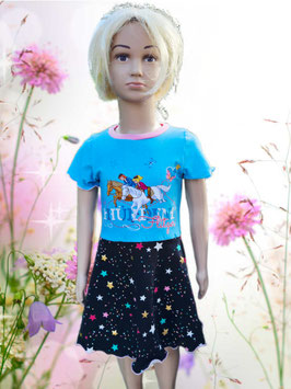 Handmade Kleid Gr. 110 kurzarm Bibi & Tina  zweigeteilt mitwachsend