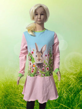 Kleid Gr. 140 langarm Hase/rose