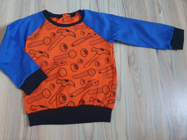 Handmade Pullover Gr. 80/86 orange/blau Werkzeuge aus Jersey mitwachsend