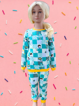 Handmade Pumphose & Pullover Gr. 110 Mädchen Prinzessin petrol/mint