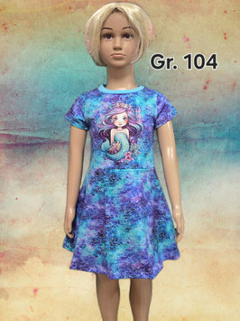 Kleid Gr. 104 kurzarm Meerjungfrau/Bügelbild