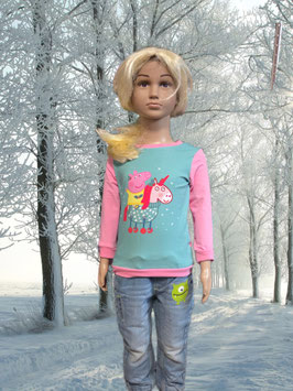 Handmade Pullover Gr. 92 Peppa mitwachsend
