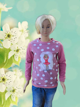 Handmade Pullover Gr. 128 altrosa/ Ballerina mitwachsend