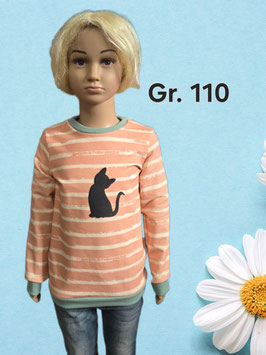 Handmade Pullover Gr. 110 Bügelbild Katze French Terry mitwachsend
