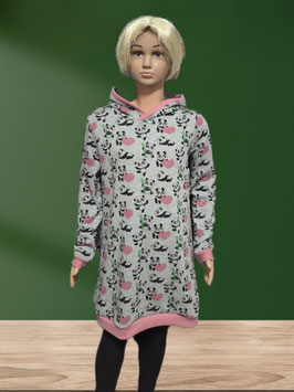 Hoodiekleid Gr. 134 langarm Pandabär