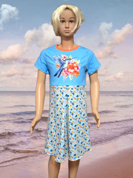 Handmade Kleid Gr. 140 mit Kellerfalte/Bügelbild Jersey mitwachsend