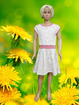 Kleid in Gr. 134 kurzarm Regenbogen/altrosa
