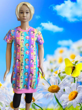 Handmade Ballonkleid Gr. 134 Meerjungfrau Jersey mitwachsend