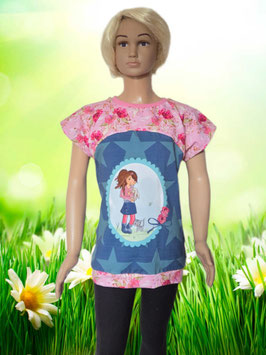 Tshirt Gr.  140 Mädchen/Hase/blau/Rosen